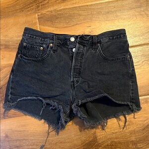 Levi's Dark Denim Frayed Jean Shorts size 29